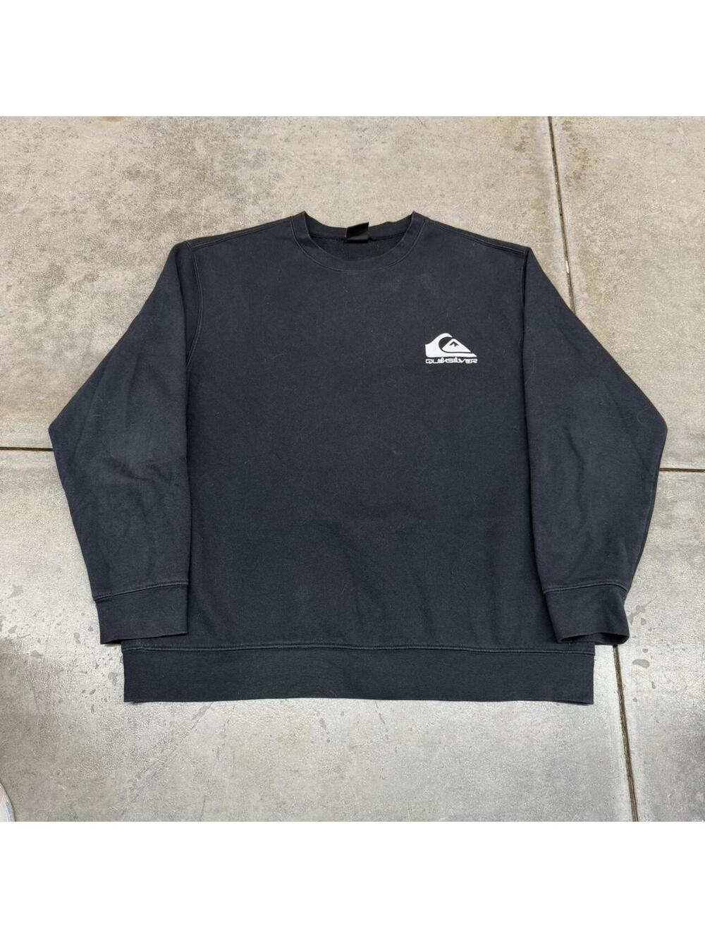 vintage quiksilver black small logo surf skate brand crewneck size xl